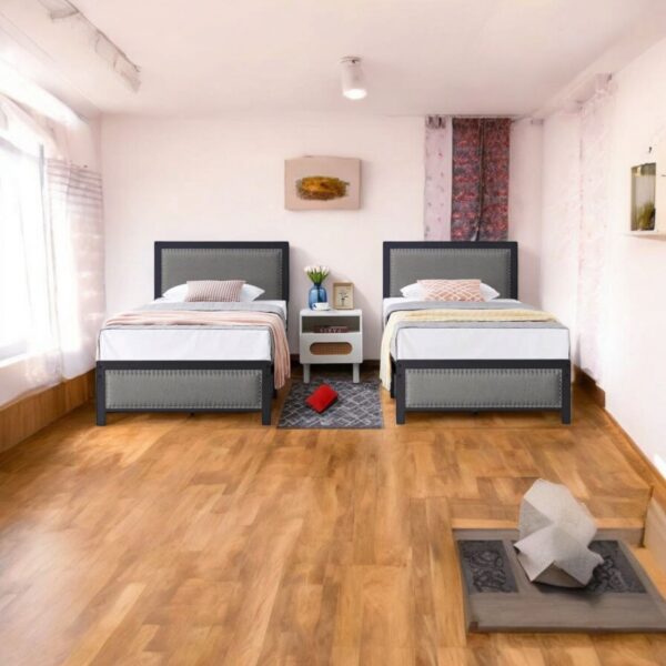 Sancce Upholstered Wood Platform Bed  (Set of 1)
