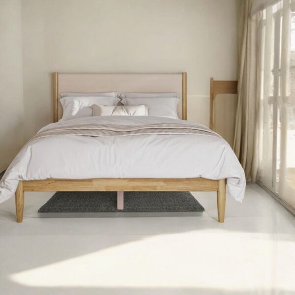 Beiler Sheesham Solid Wood Upholstered Bed