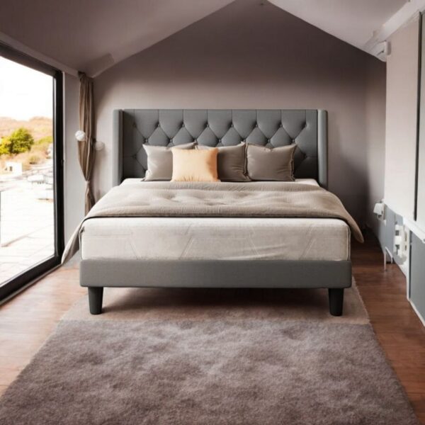 Upholstered Low Profile Platform Velvet Bed