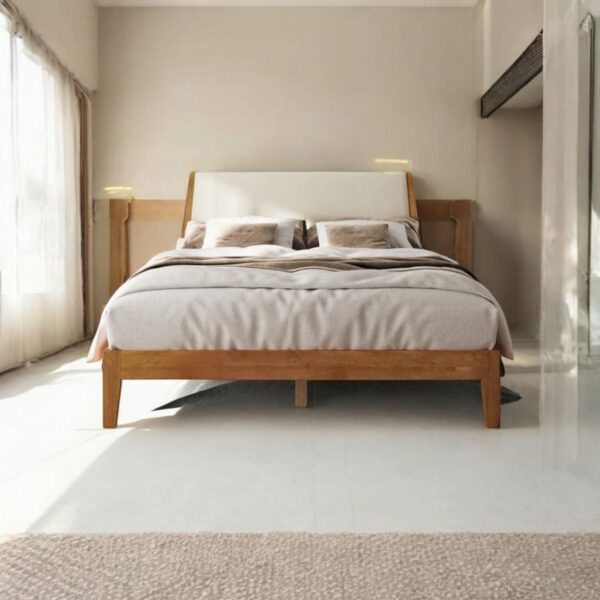 Solid Wood Bed Frame and Velvet Fabric