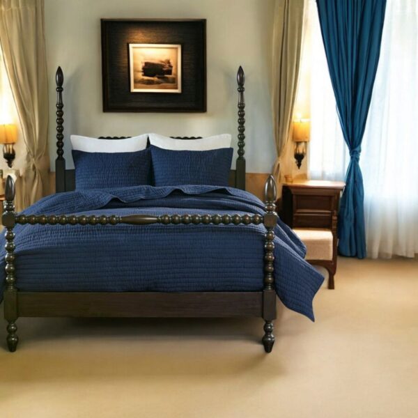 Sheesham Solid Wood Low-Profile Bed with Spindle Design