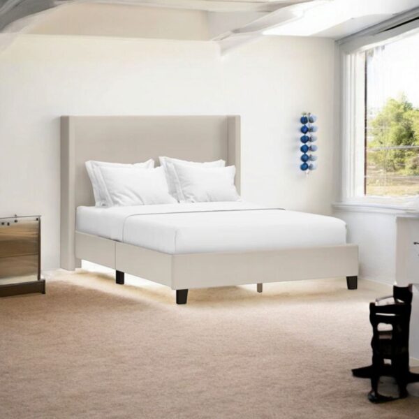 Upholstered Wingback Velvet Bed