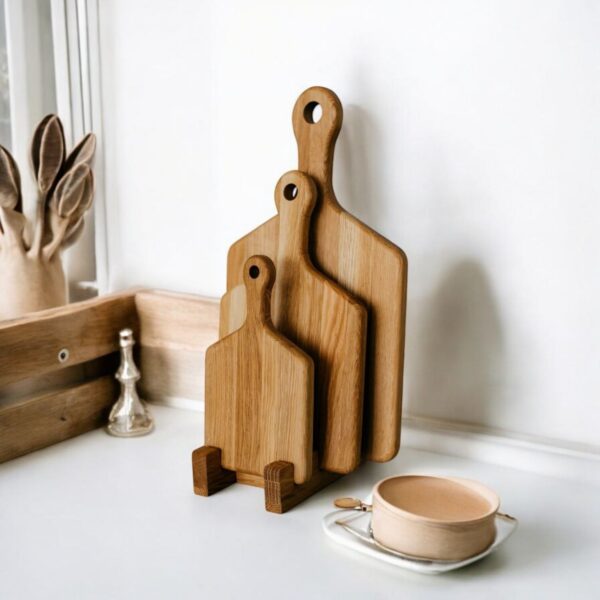 Set of 3 Wooden cutting board with handle