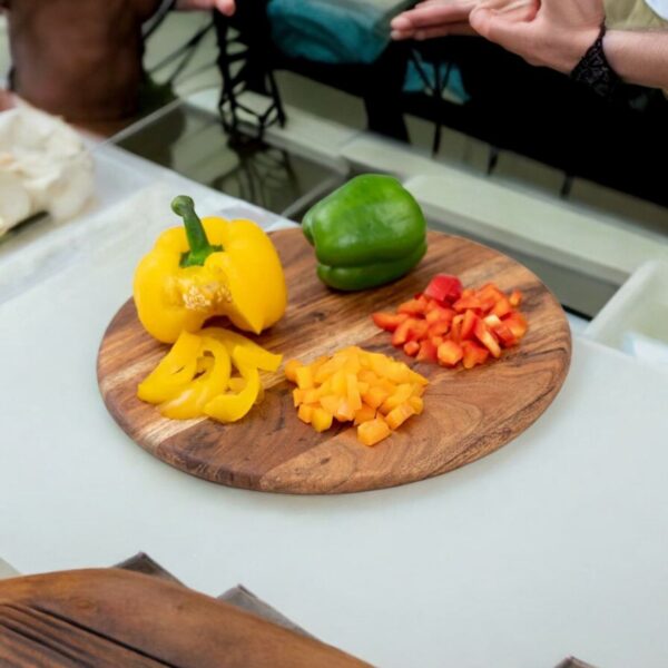 Solid Wood Round Chopping Board Compact