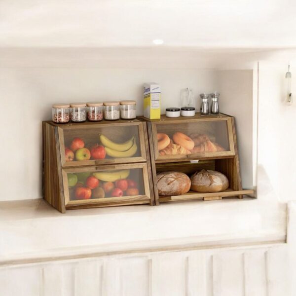 Wood Double Layer Bread Box