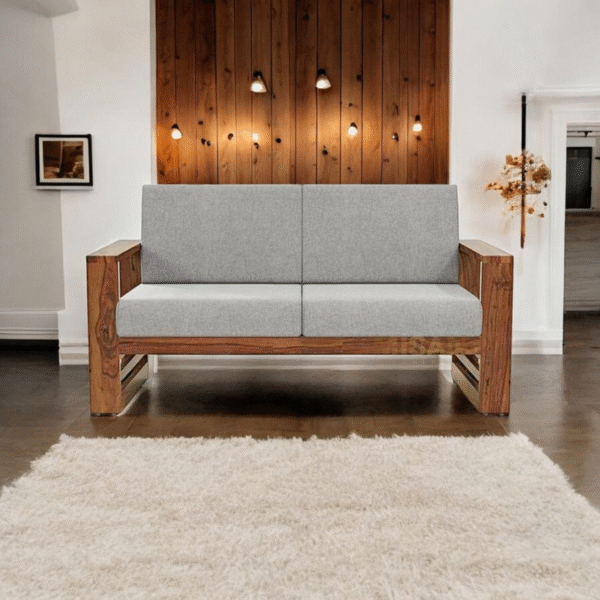 Lounge 2 Seater Sofa Wooden For Living Room/Office/Lounge With Side Magzine & Newspaper Holder 2-Person