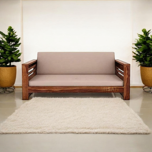 3 Seater Sofa Set Home/Living Room Furniture With Side Magzine & Newspaper Holder | Sheesham Wood Sofa Set