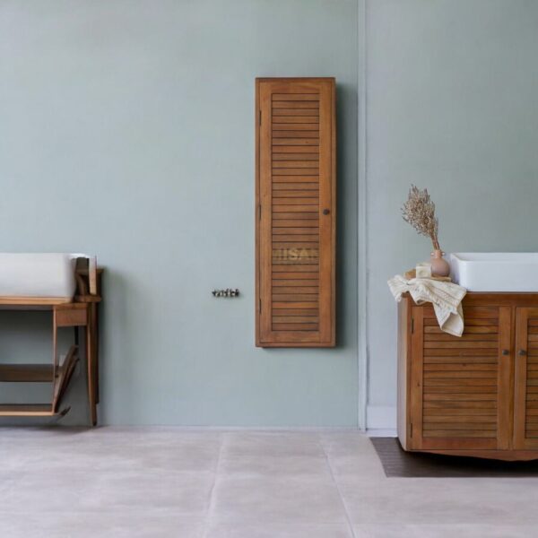 Athens Solid Wood Column Storage - Rustic Teak Finish