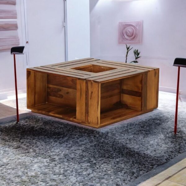 Handcrafted Sheesham Wooden Storage Centre Table