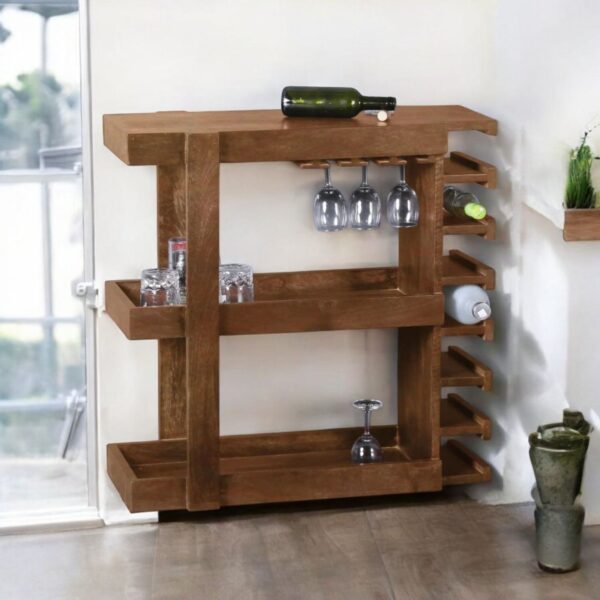 Samson Solid Wood Bar Cabinet Cum Trolly
