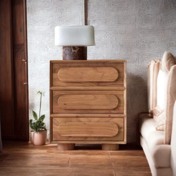 Chicago Solid Wood Three drawer Chester Bedside Table